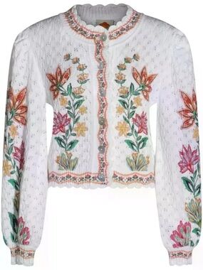 FARM Rio Garden Delight Rosewood Sweater Cardigan Size XL
